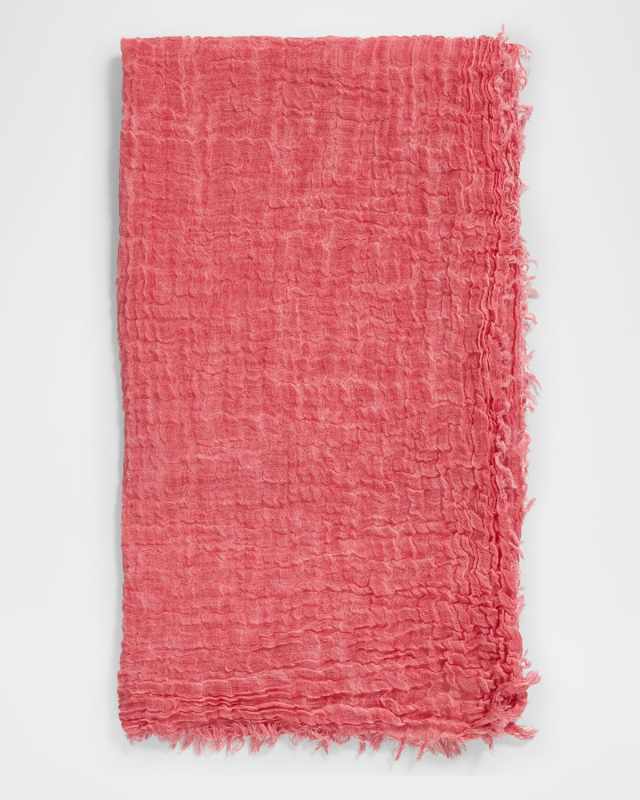 Fringe-Trim Wool Gauze Scarf